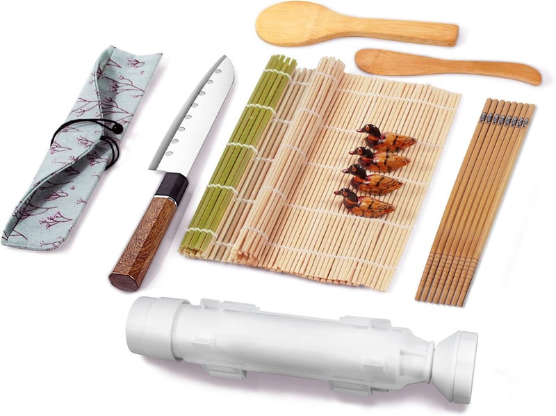 TIMDAM Sushi Making Kit for Beginners, All in One Sushi Maker Set with Sushi Mats Bamboo Roller, Sushi Bazooka, Chopsticks, Paddle, Spreader, Sushi Knife, Chopsticks Holder, Sushi Kit for Home - Image 1